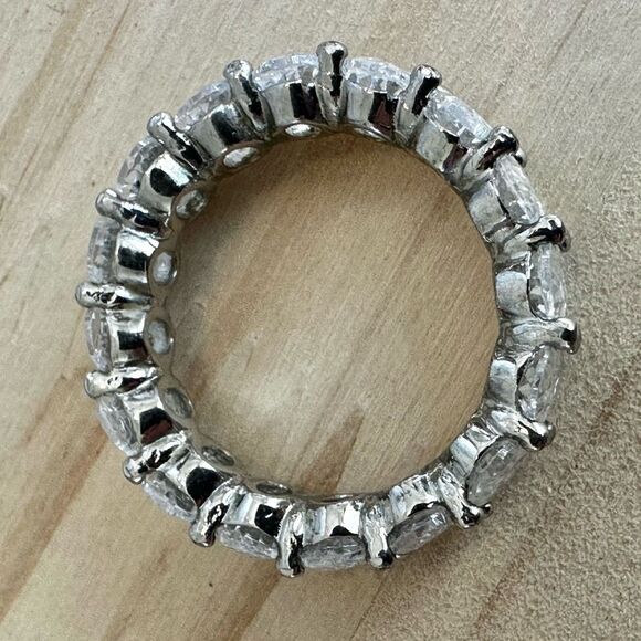 Oval CZ Eternity Band Ring - Picture 3 of 8